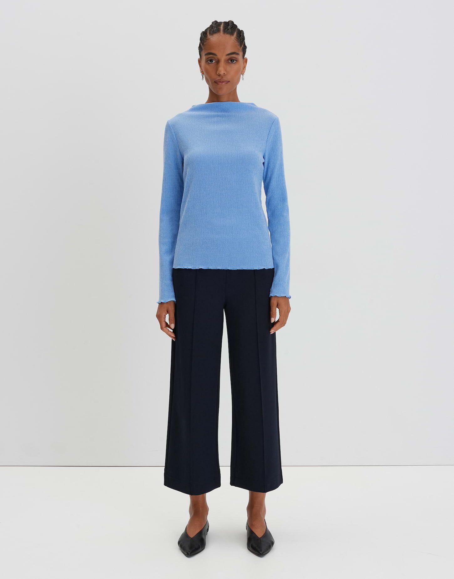 someday Langarmshirt Langarmshirt KELONI Slim aus Kreppstoff