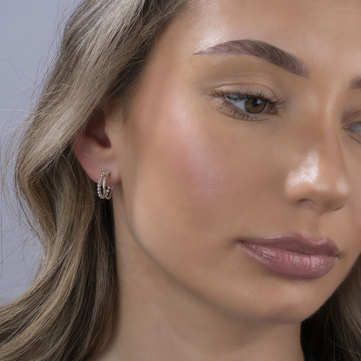 Materia Paar Ohrstecker Doppel Creolen Silber mit Kugeln SO-325, 925 Sterli günstig online kaufen