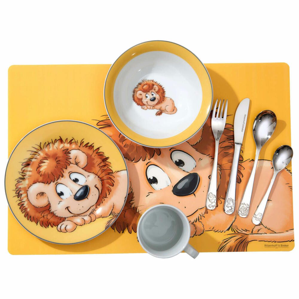 Ritzenhoff & Breker Kindergeschirr-Set Happy Zoo - Löwe Leo (3-tlg), Porzellan