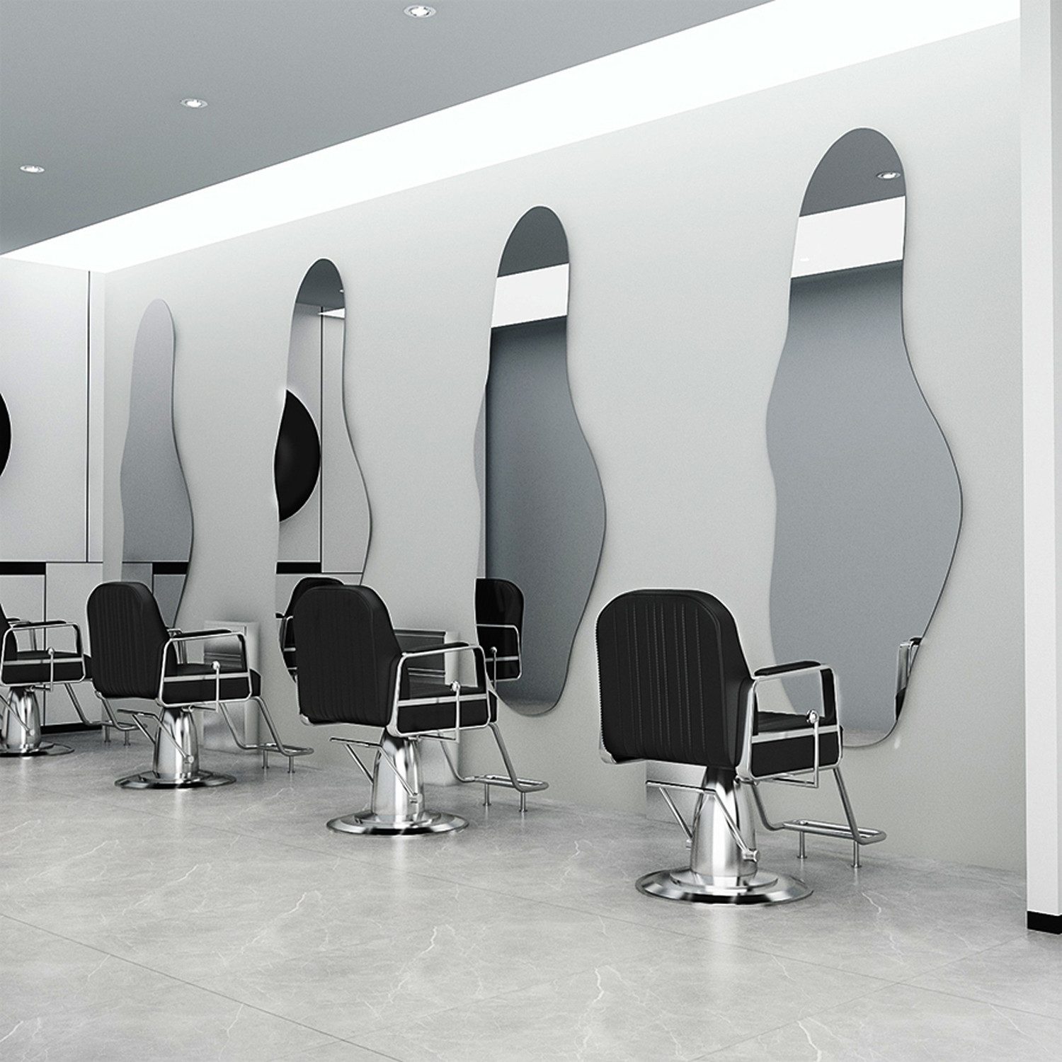 Hopibath Wandspiegel für Friseurladen Friseursalon Schönheitssalon Beauty Studio Hotel (Ganzkörperspiegel groß, Asymmetrischer Spiegel Rahmenlos, 1-St., 165x60cm), 5mm HD Glas, mit Metall Haken, Splitterschutzfolie