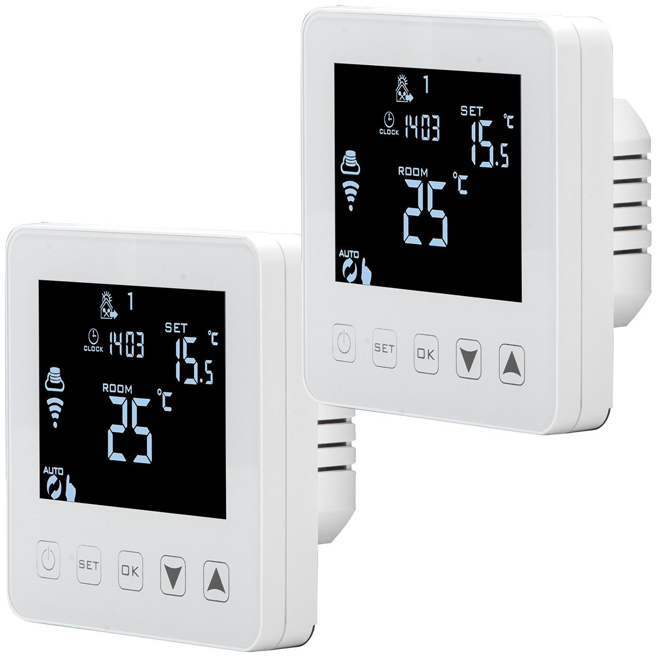 Casativo Fußbodenheizung Smartes WLAN-Thermostat für Fußbodenheizung Unterputz Touch-Regler, (2-tlg), App- Touch- & Sprachsteuerung/Genauigkeit 0,5 °C/3 Modi