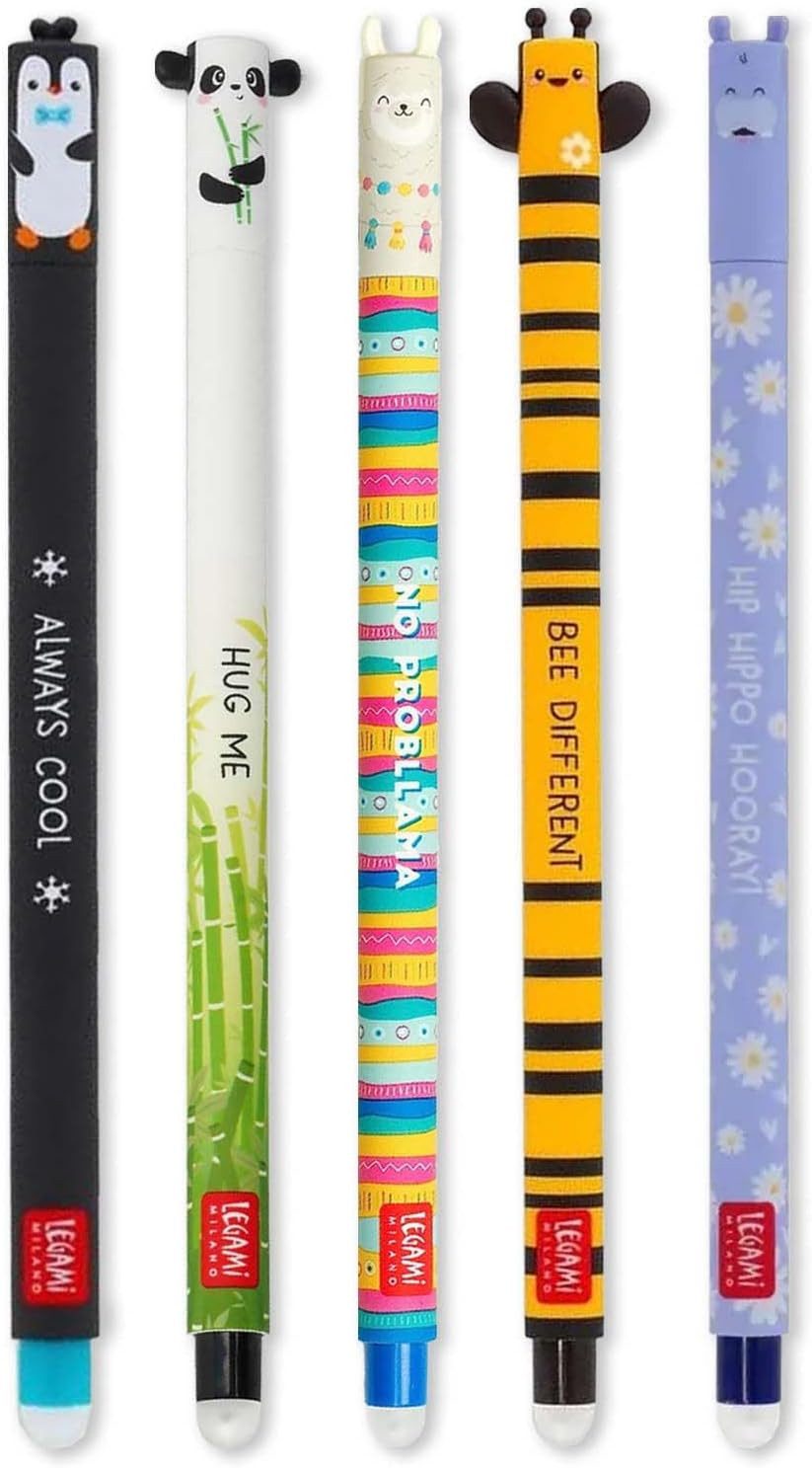 Legami Gelschreiber Set 5 radierbare Gelstiften mit wärmeempfindlicher Tinte, 0,7 mm, (5-tlg)