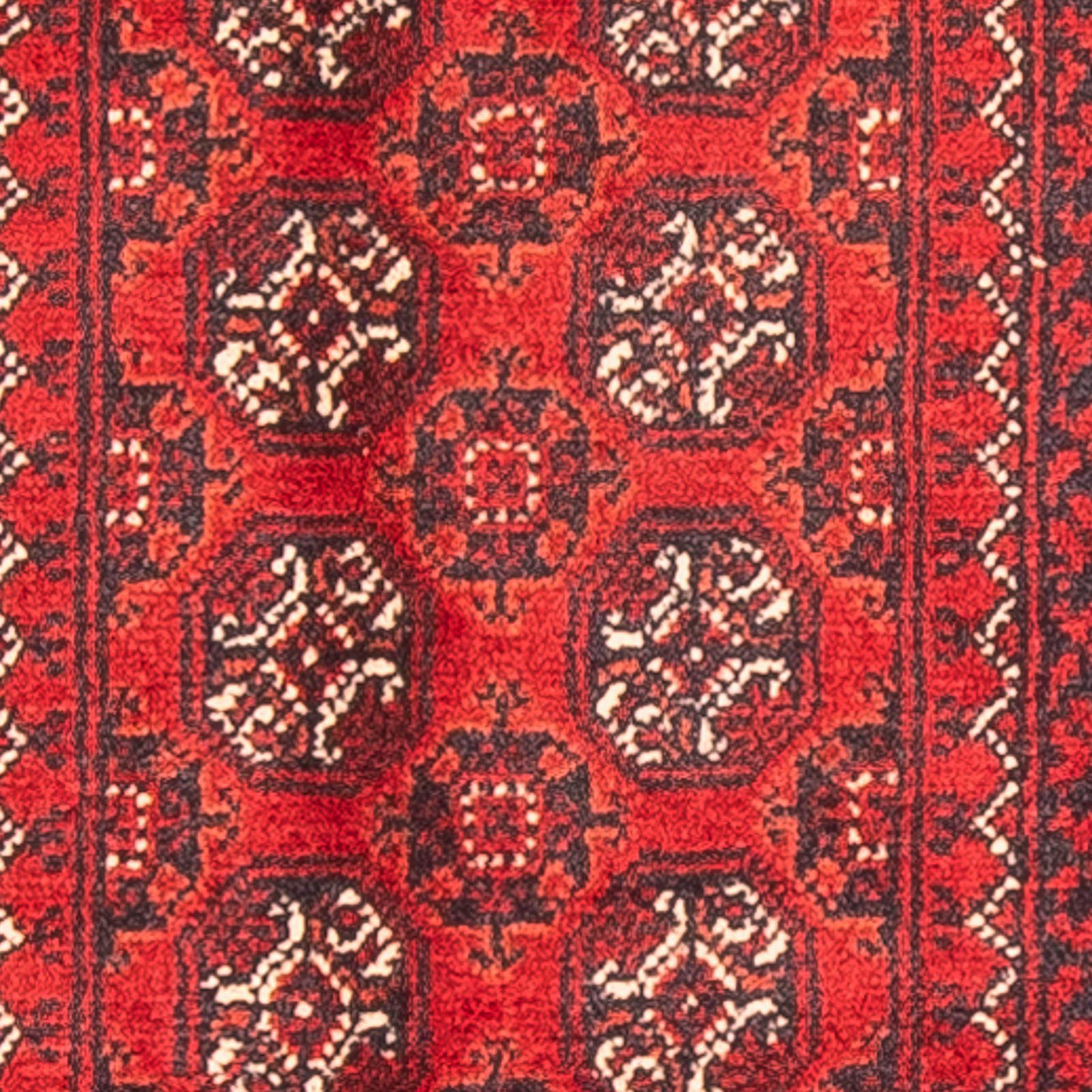 Orientteppich Afghan - 100 x 7 cm Höhe: rechteckig, Handgeknüpft, morgenland, Wohnzimmer, Einzelstück Zertifikat - mit mm, dunkelrot, 69