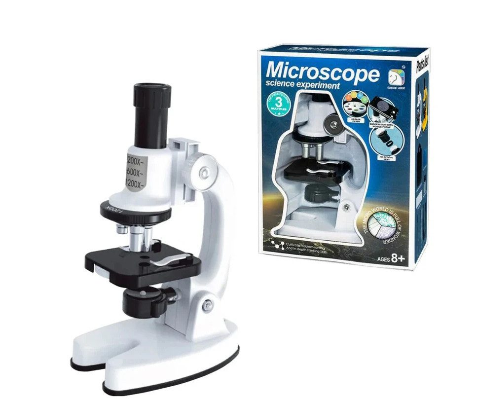 COIL Lehrmikroskop, Digitales Mikroskop, Wissenschaftliches Mikroskop Kindermikroskop (Smartphone-Halter, 200x,600x,1200x Objektiv, HD–optische Linse, LED)