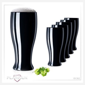 PLATINUX Bierglas Schwarze Biergläser, Glas, 400ml (max. 550ml) Bierseidel aus Glas Weizengläser hohes Bierglas
