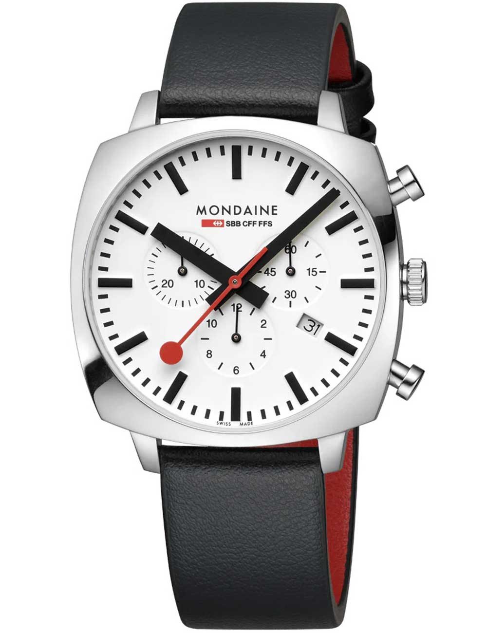MONDAINE Quarzuhr Mondaine MSL.41410.LBV.SET Herrenuhr Grand Cushion Set Chronograph 41m Mondaine MSL.41410.LBV.SET Herrenuhr Grand Cushion Set Chronograph 41mm 5ATM