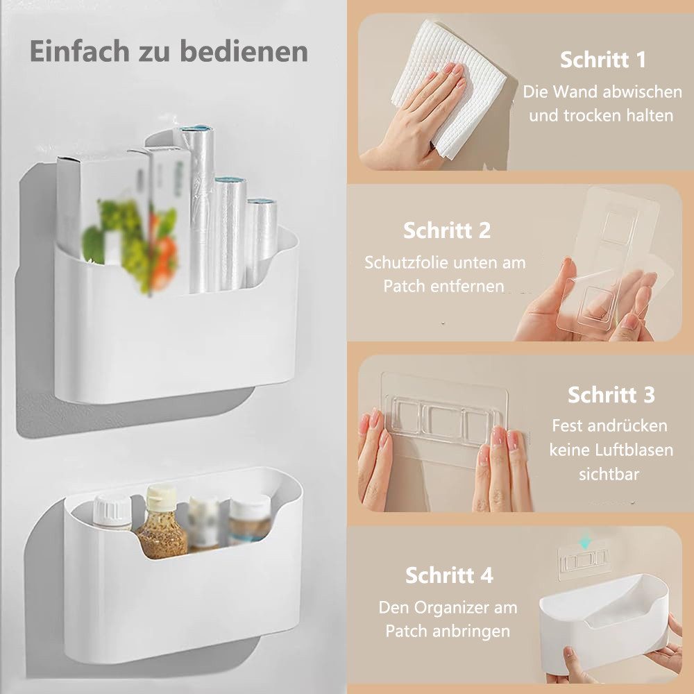 FOUORTUNATE-BEE Aufbewahrungsbox 2 Stück Selbstklebendes Schranktür Organizer (Wandmontierte Küchenschranktür Aufbewahrungsbox, 2 St) – Bild 3 von 5