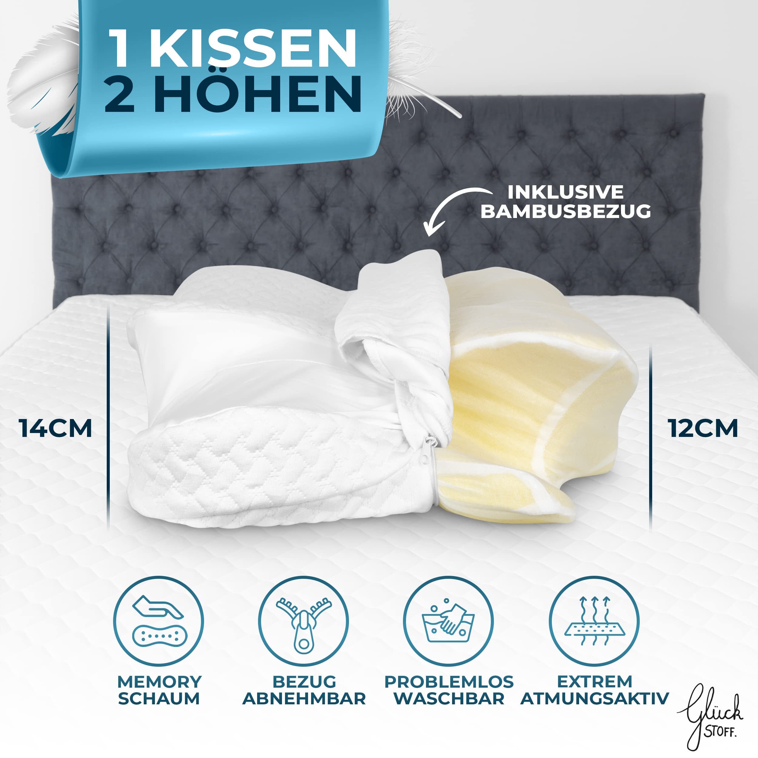 Glückstoff Nackenstützkissen aus Memory Foam, Orthopädisches Kissen für all günstig online kaufen