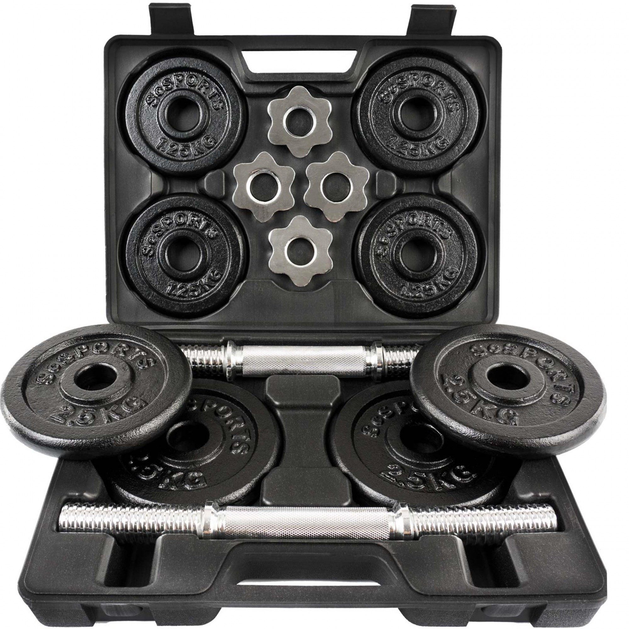 ScSPORTS® Hantel-Set 15/20kg mit Koffer 30mm Gusseisen Gewichte Hantelset