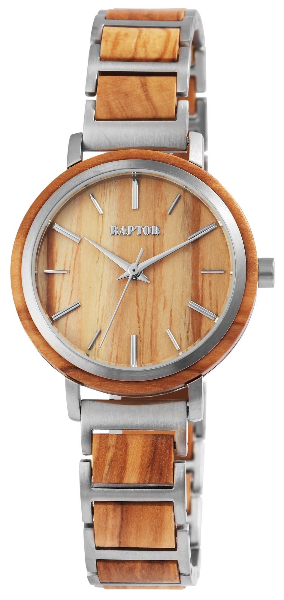 Raptor Quarzuhr Beauty mit Leadholz-Edelstahlband, 3 ATM, inkl. Geschenkbox