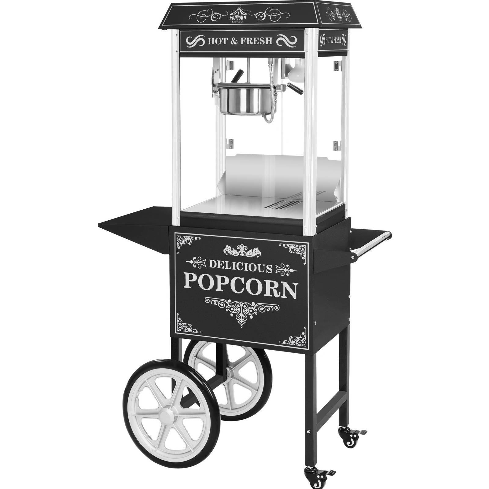 Royal Catering Popcornmaschine Retro Popcornmaschine Popcornmaker Popcornautomat 1600W 5kg h Schwarz