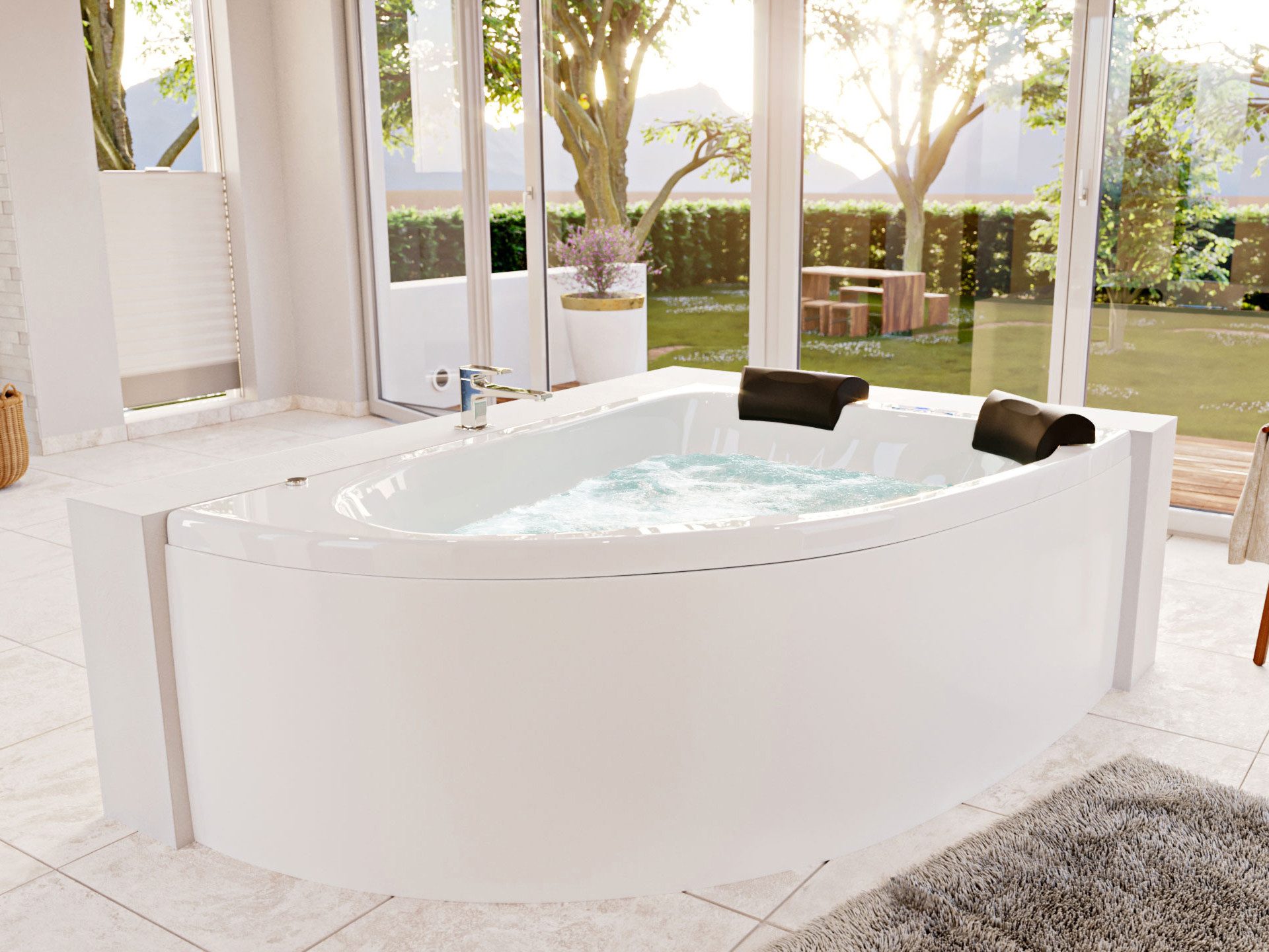 Magnolia Home Whirlpool-Badewanne Royal XL 1800 rechts Whirlpool Set ohne Armatur
