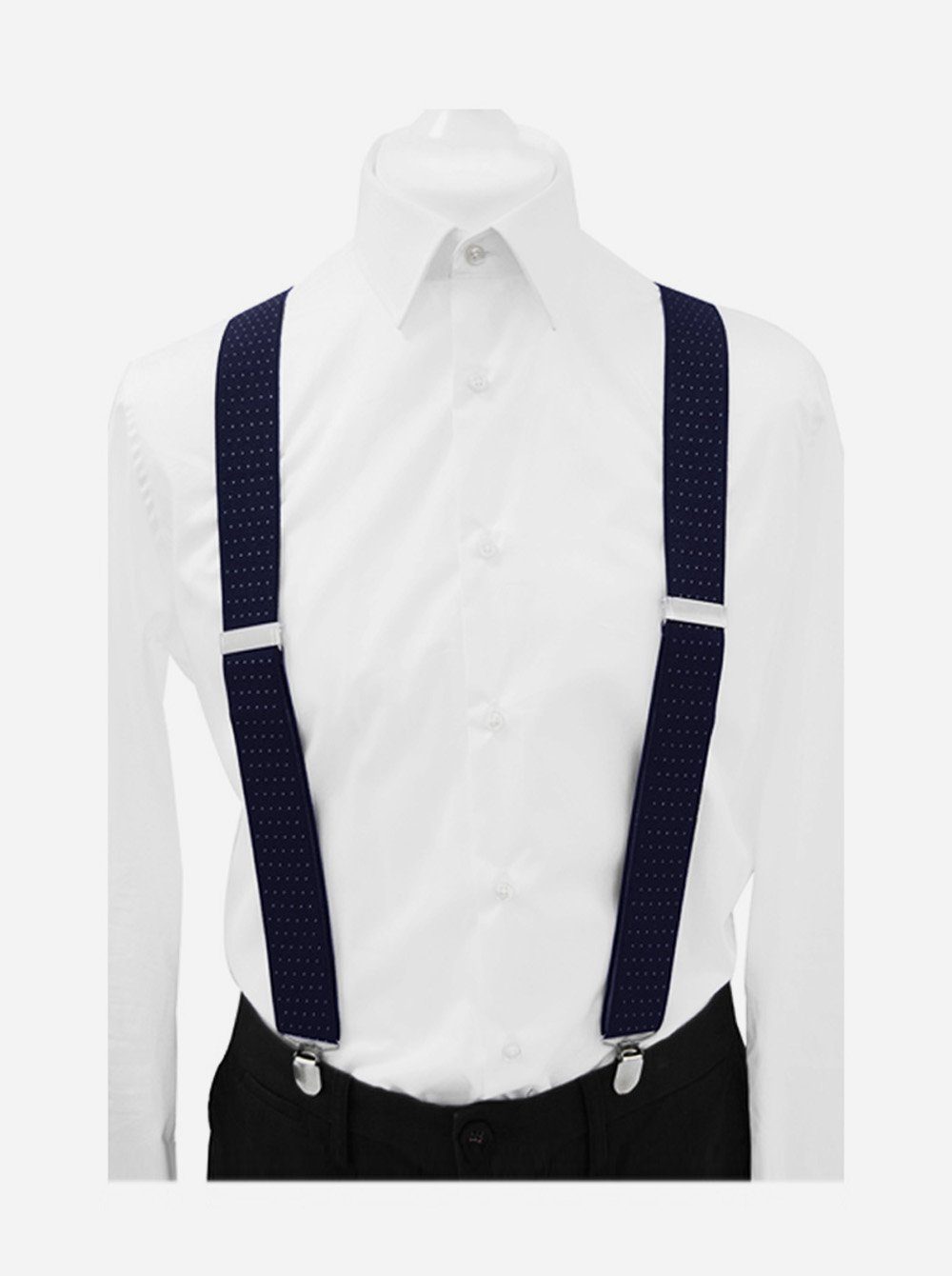 axy Hosenträger Herren Hosenträger mit Punkten 4 Stabile Clips X-Form 3,5cm Breit verstellbar und elastisch 120cm Lang