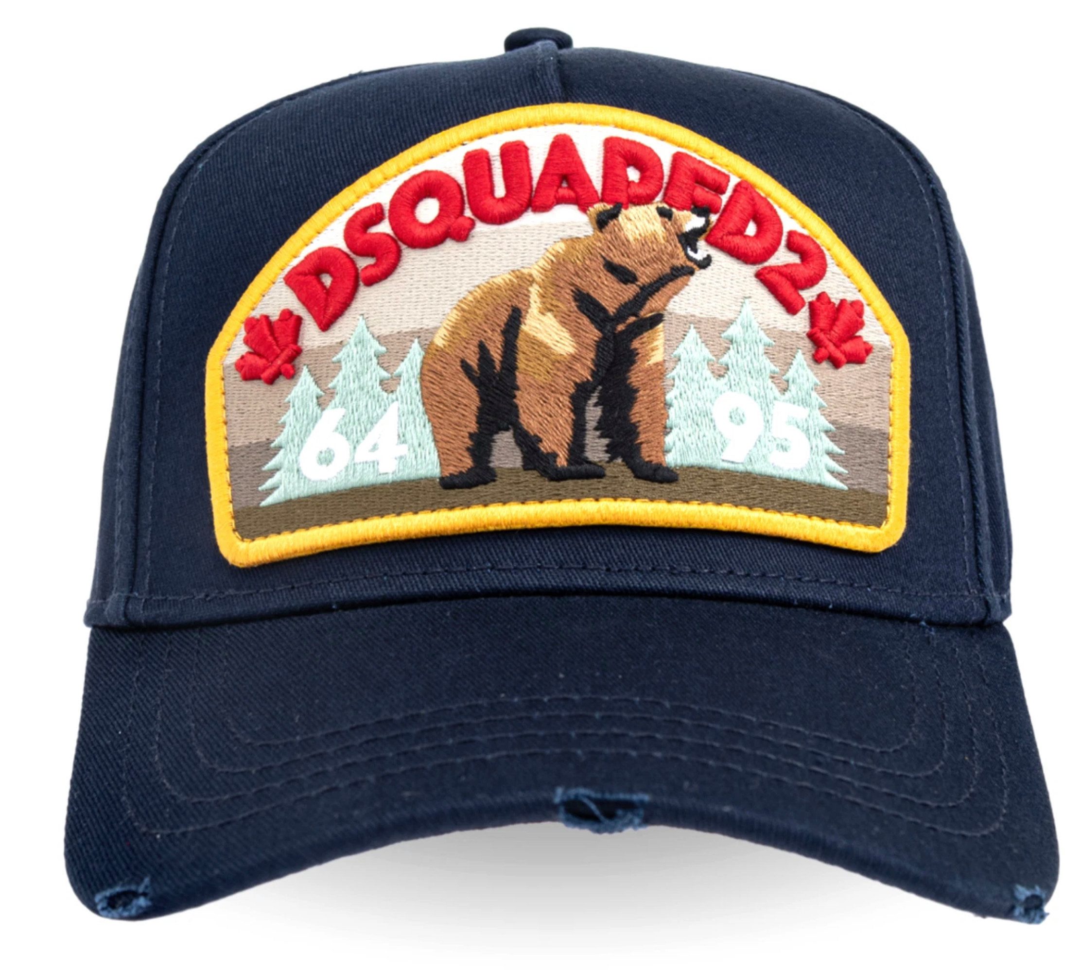 Dsquared2 Baseball Cap Canada Bär 64 Basecap Cap Icon Mütze Basebalkappe Markantes Frontpatch mit Bärenmotiv, gestickte Details