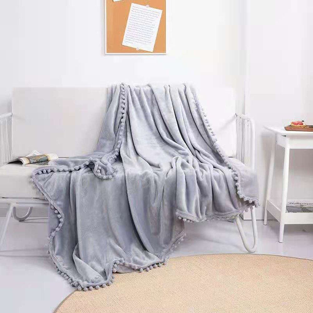 für Decke Decke Sofa Flanell Decken, Pompoms Kuscheldecke Couch, GelldG Kinderdecke