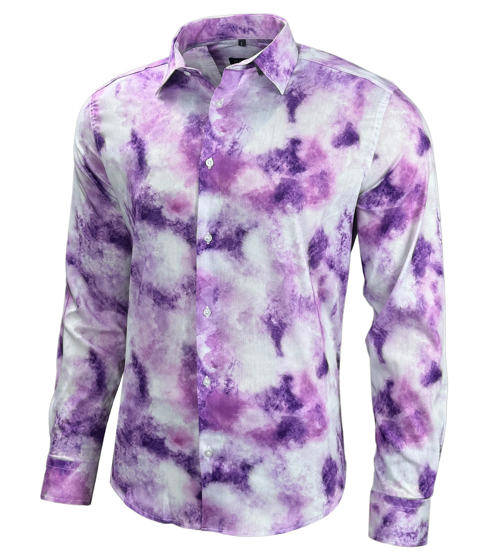 Langarmhemd Baxboy Herren Hemd Freizeitshemd Langarm Blumen Casual Shirt B-449