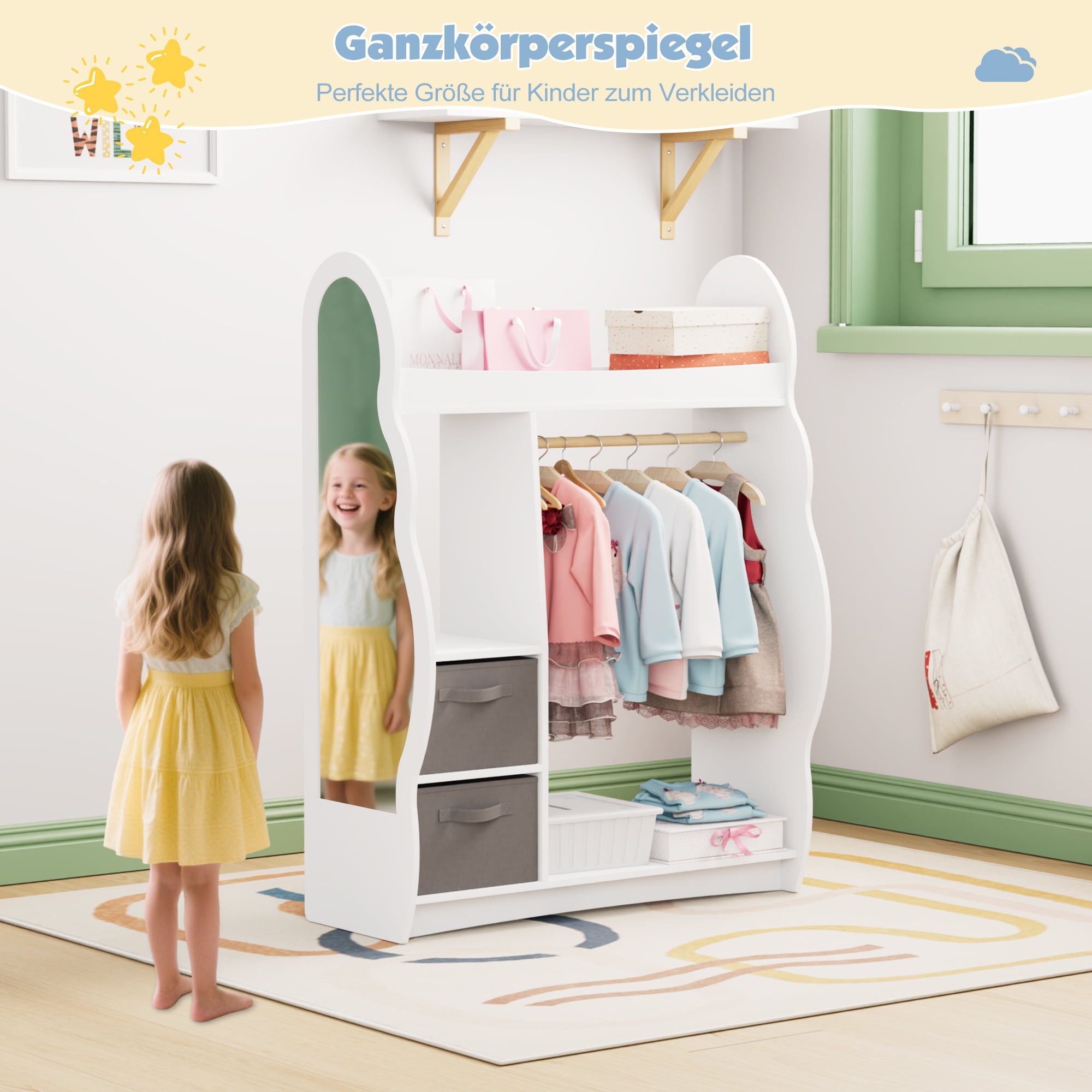 radelldar Kinderkleiderschrank Kleiderständer mit Kleiderstange (3-St) mit günstig online kaufen