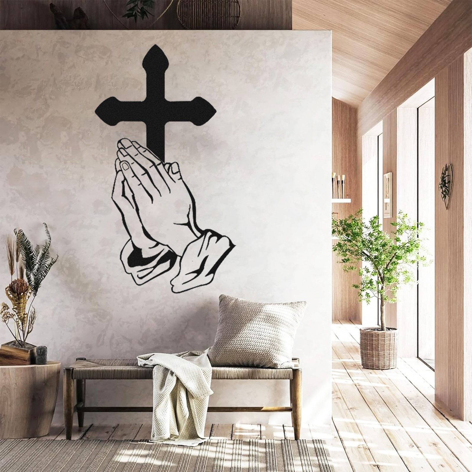 Jumpeak Wanddekoobjekt wanddekoration metall,Kreuz,Gebet,Christentum,wall art,AbstrakteKunst (Gefalteten Händen beten wanddekoration,93x53cm), wanddekoration wohnzimmer,Metallprodukte,4 Farben,Religiöse Kultur