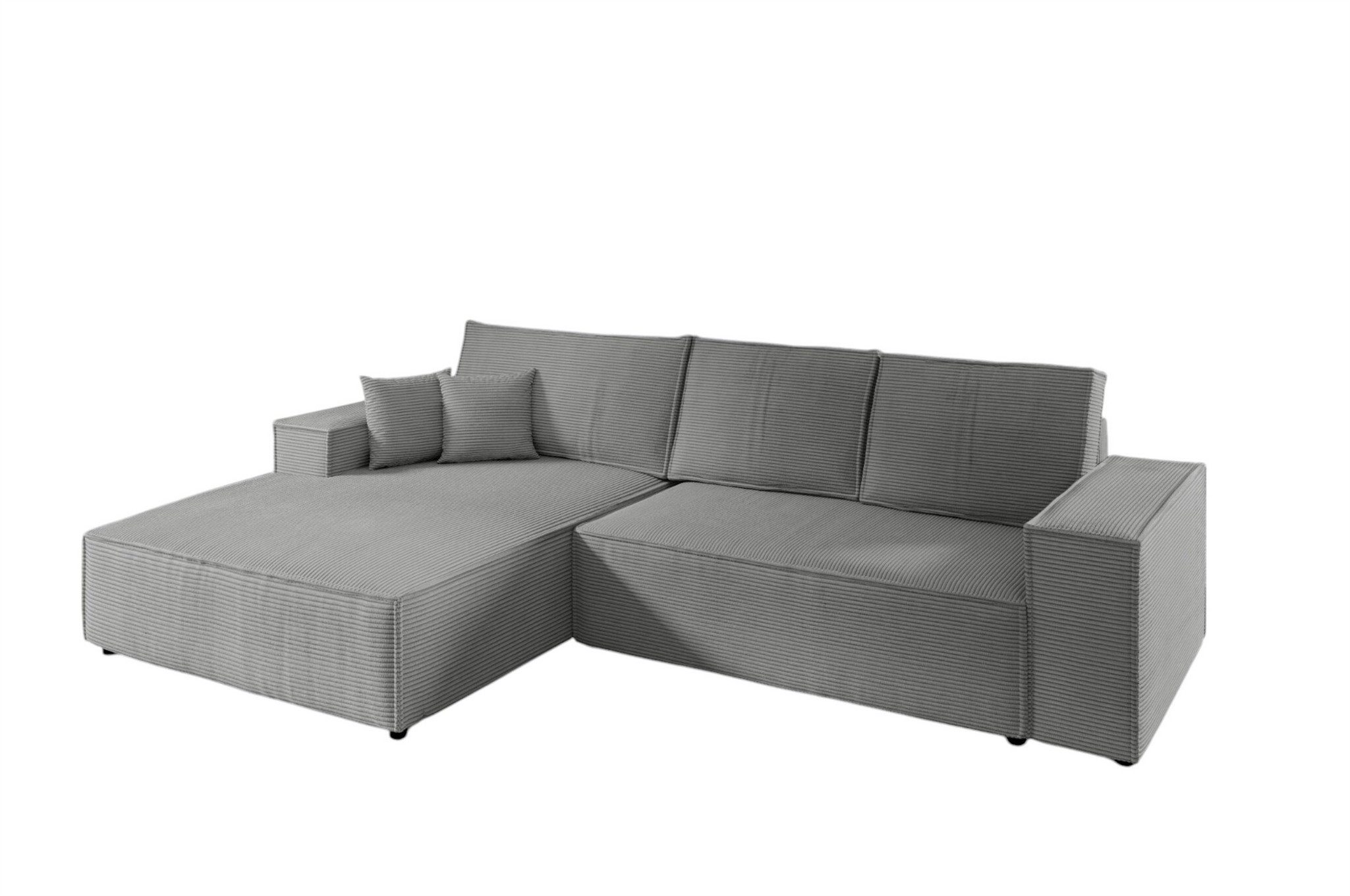 Fun Möbel Ecksofa Schlafsofa Sofa FUN MIRANDA in Cordstoff Poso, Ottomane Links oder Rechts, Bettkasten, Rundumbezug