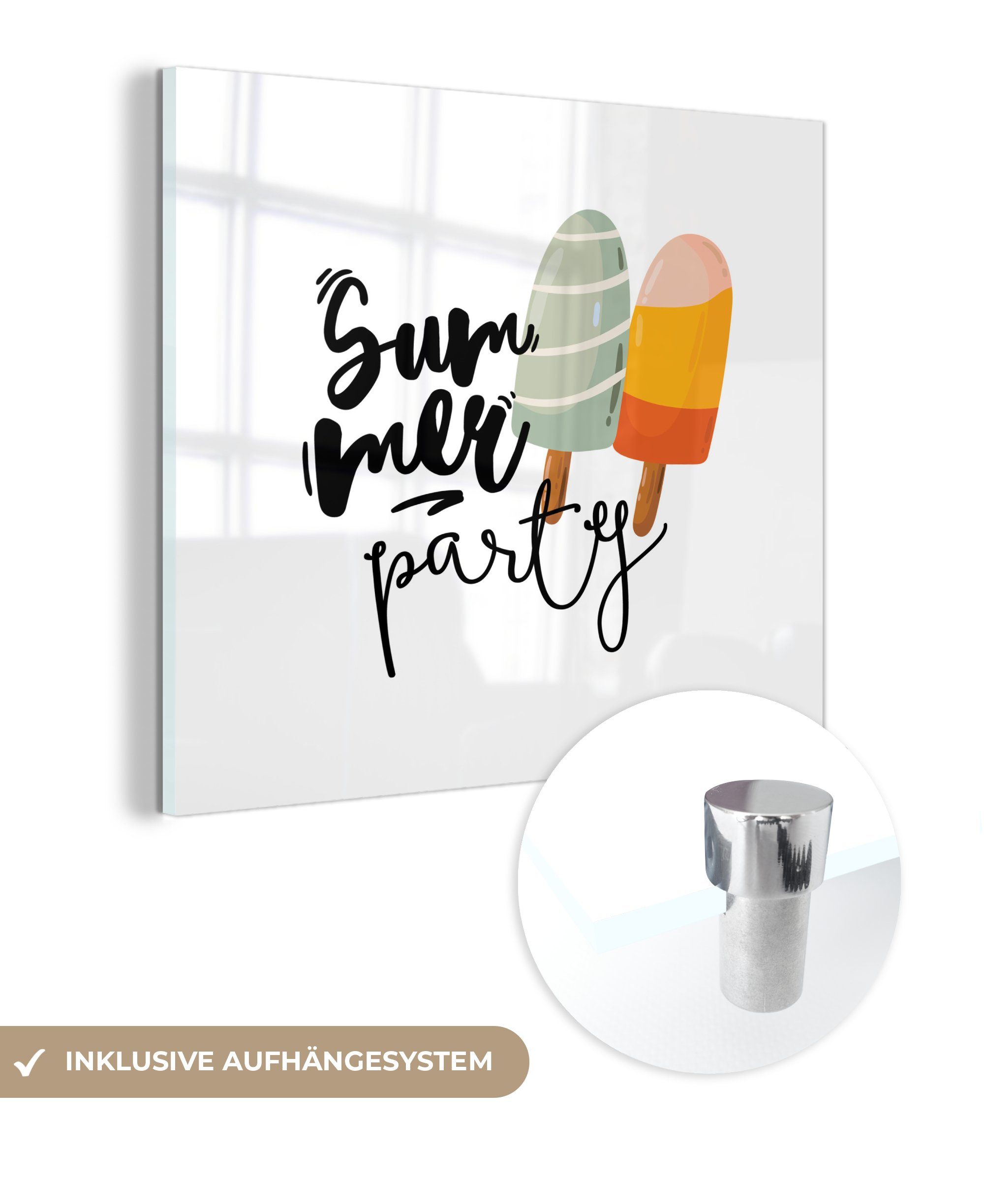 MuchoWow Acrylglasbild Sommer - Party St), Foto Wanddekoration - Wandbild (1 Glasbilder auf Eiscreme, - auf - Glas Bilder - Glas