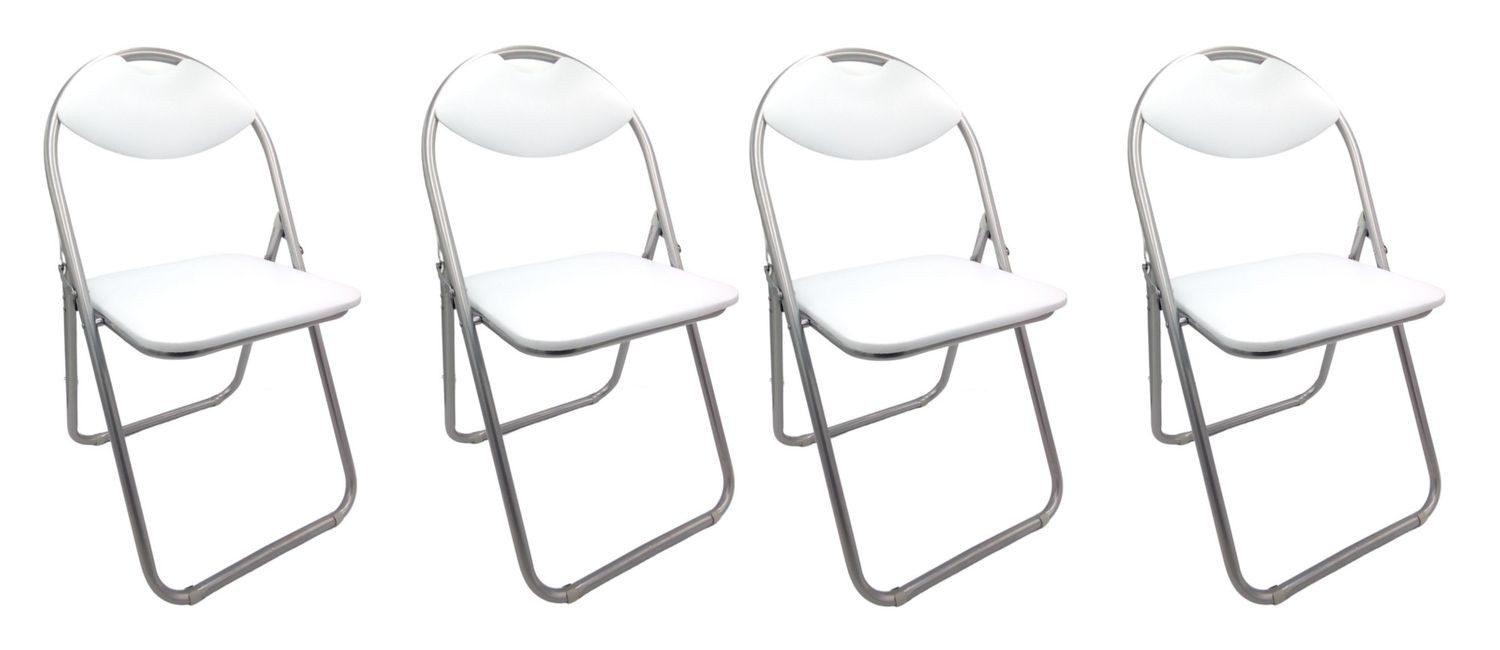 BURI Klappstuhl 4x Metall Klappstühle weiß Gästestühle Stuhl Gäste Besucherstuhl
