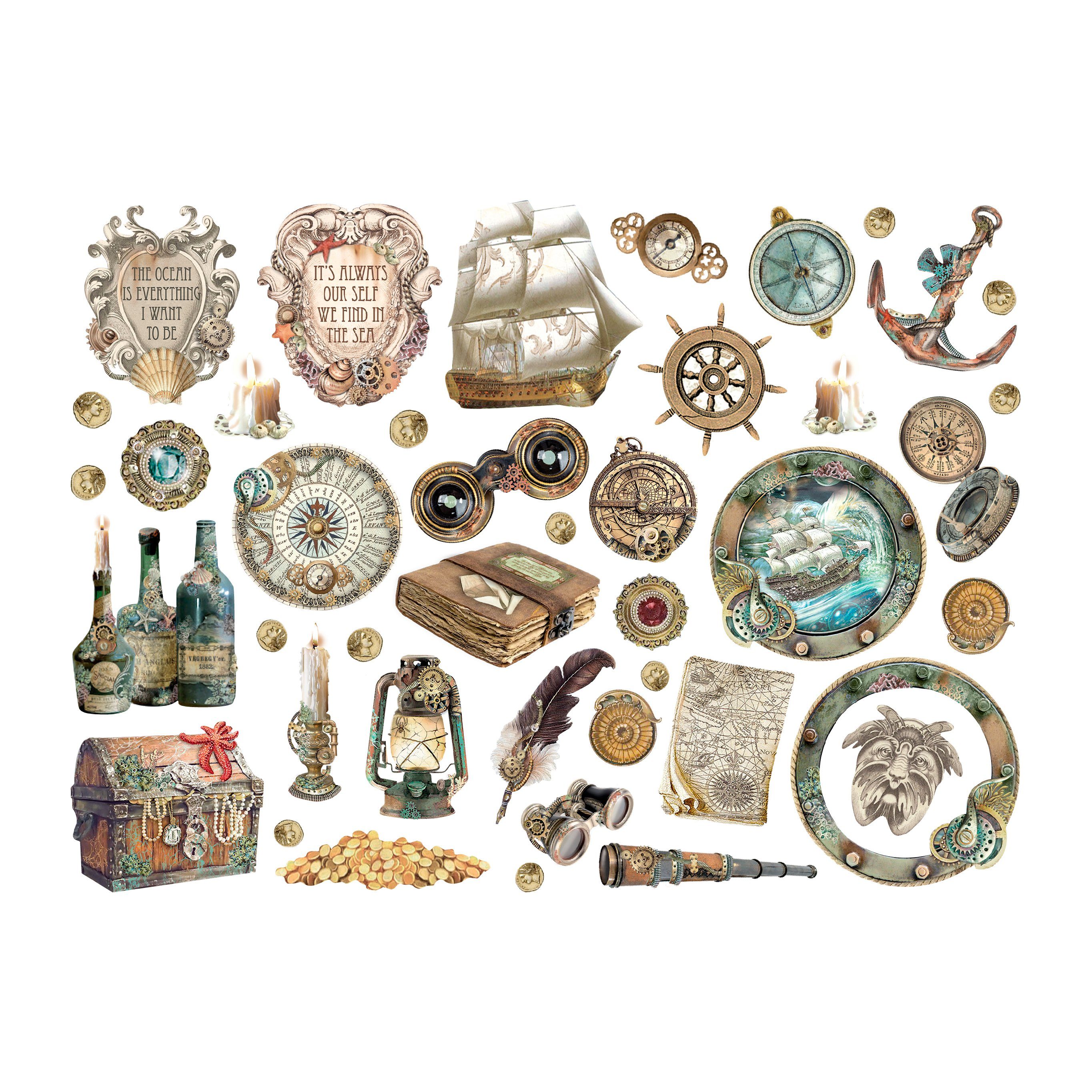 Stamperia Motivschablone Stanzmotive Songs of the Sea, 42 Stück