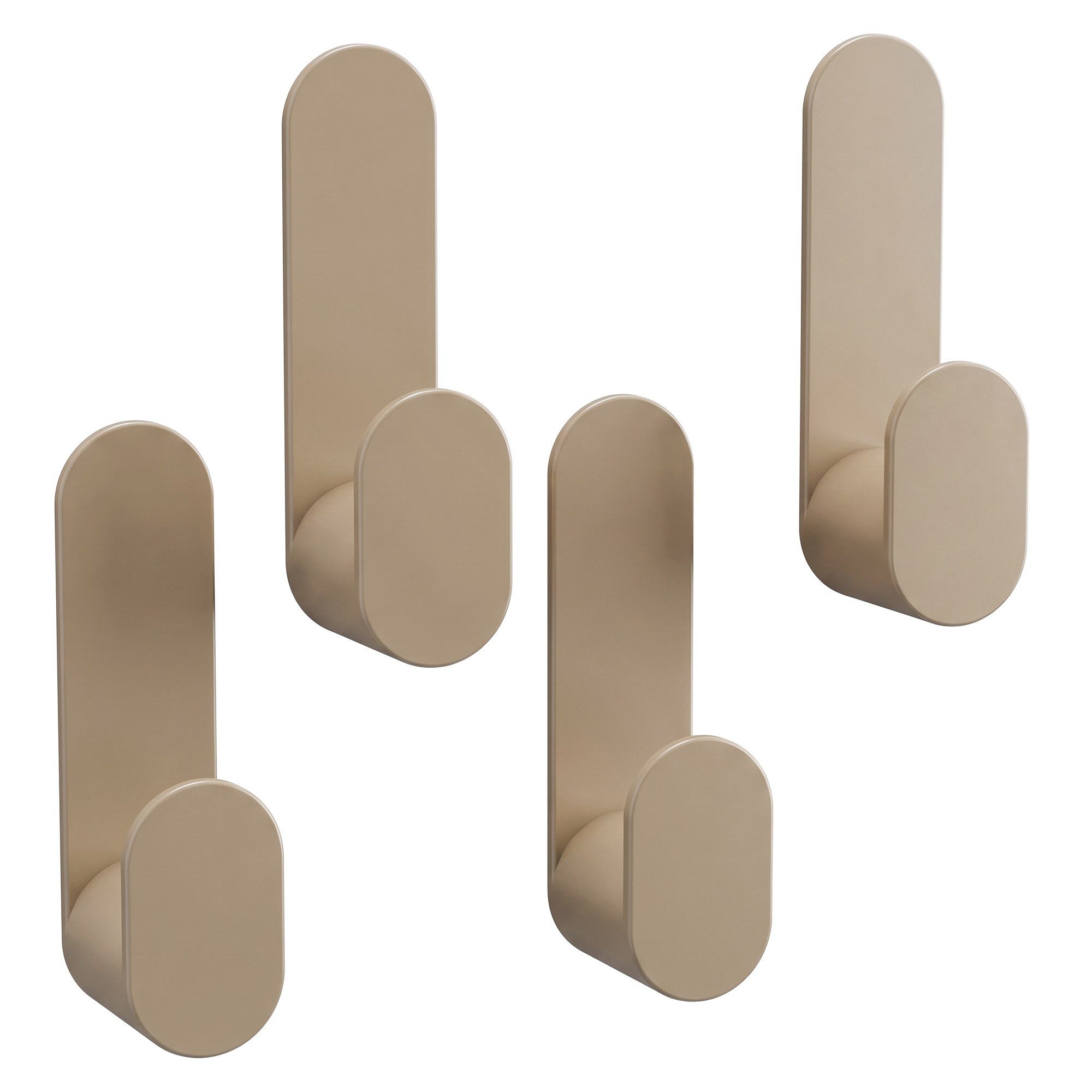 DEKAZIA Deckenhaken selbstklebend, Handtuchhaken, Klebehaken ohne Bohren mit Klebepads, Flur, Garderobe, Toilette, Küche, WC, Badezimmer, (4er Set, 4 Stück), ohne Bohren, rostfrei, zum Kleben, mattes Finish, Warm Greige