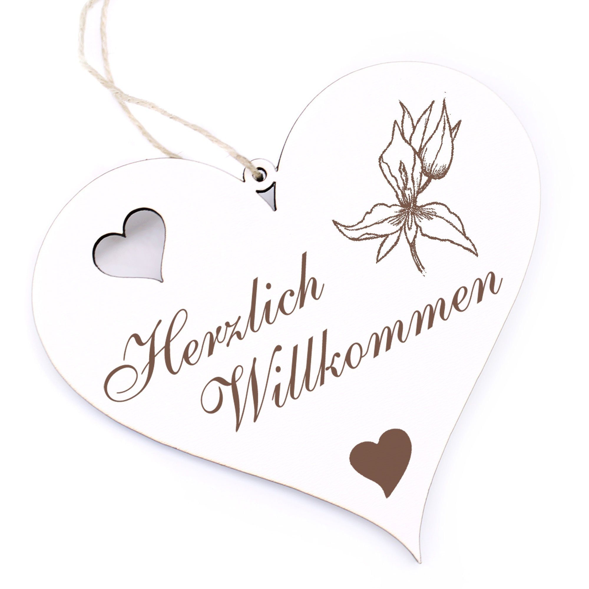 Dekolando Hängedekoration Herzlich Willkommen - Orchidee - 13x12cm