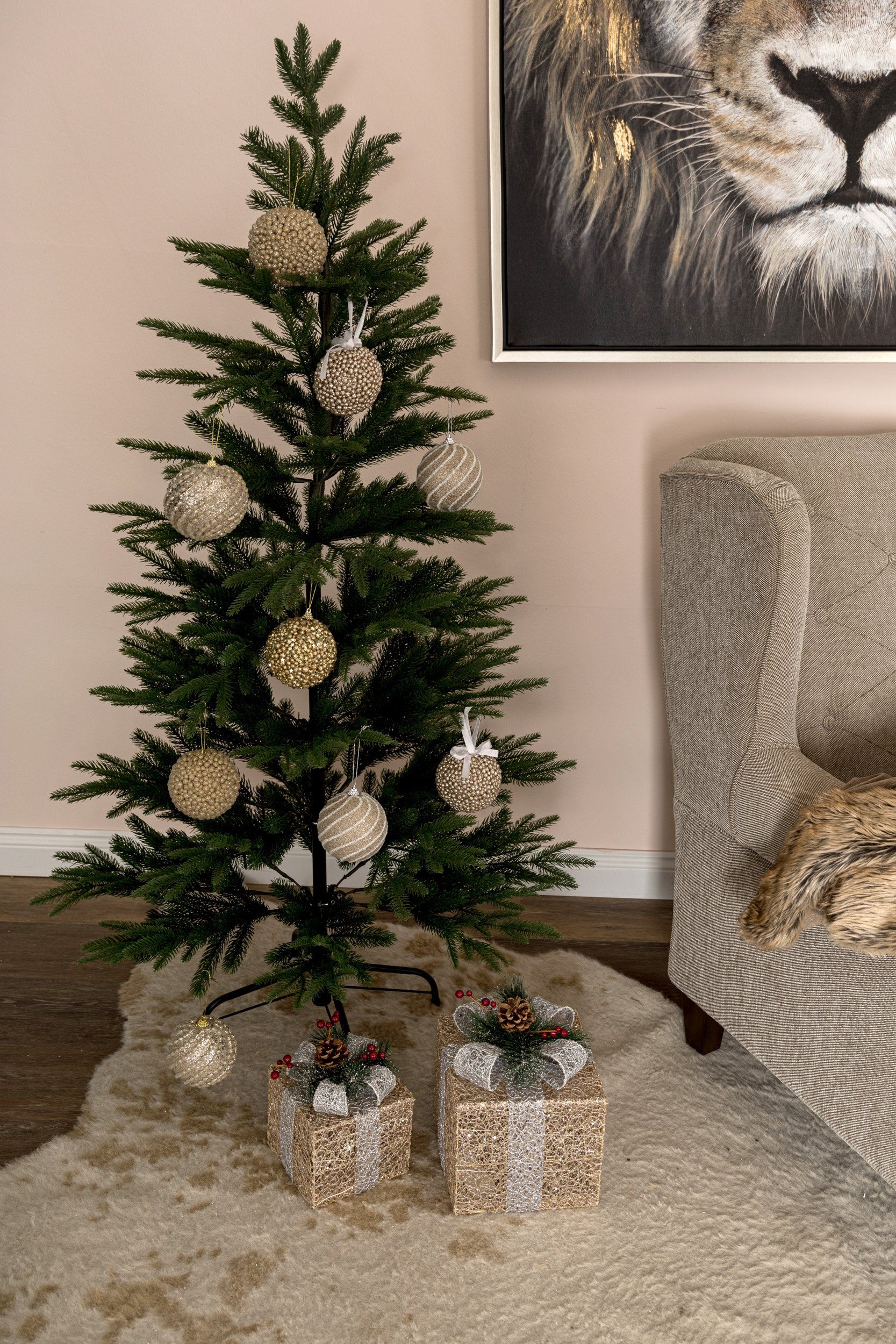Äste Wohnando Dekoration 400 Tannenbaum-Alternative für ca. festliche Künstlicher Weihnachtsbaum 150cm