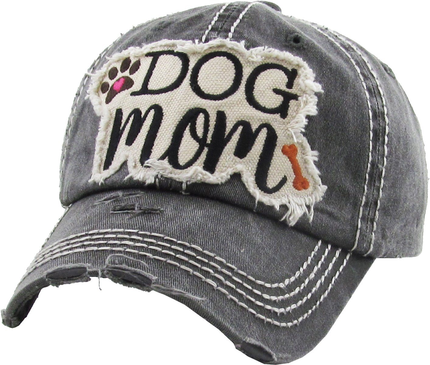 Sporty Baseball Cap Washed Look Baseballcap Vintage Mom Cap Vintage schwarz Damen used Dog