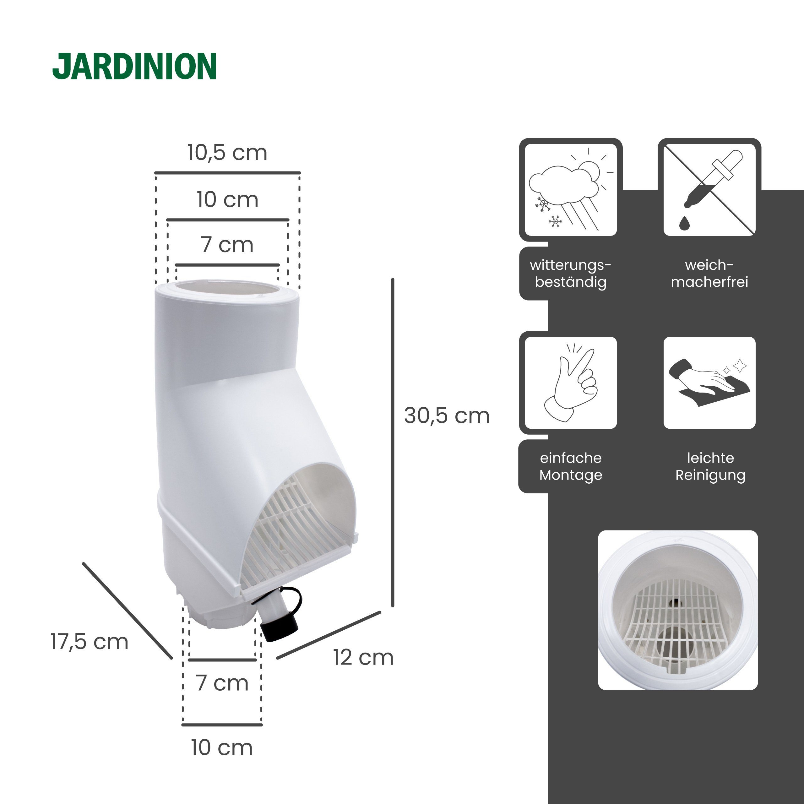 Jardinion Regenfallrohr, (Laubsieb, Laubschutz, Regenwasserfilter, Fallrohr günstig online kaufen