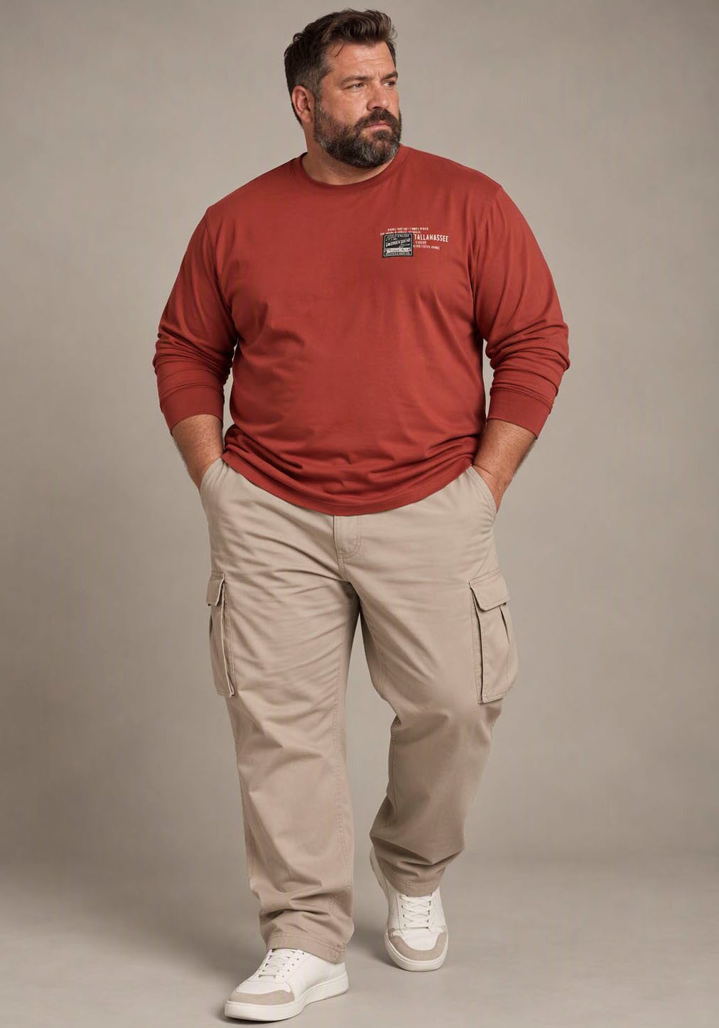 Man's World Plus Rundhalsshirt auch in Grosse Größen bis Gr. 7XL Regular Fit, mit langem Arm, bedruckt, für Casualmode – Bild 5 von 5