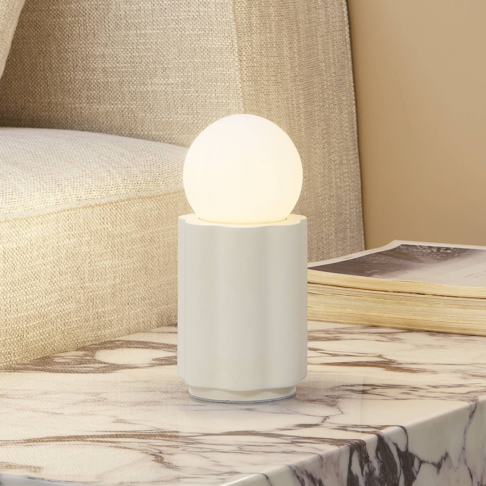 Lindby Tischleuchte Nielson, Gips Weiß IP20, 1 x 15 W LED