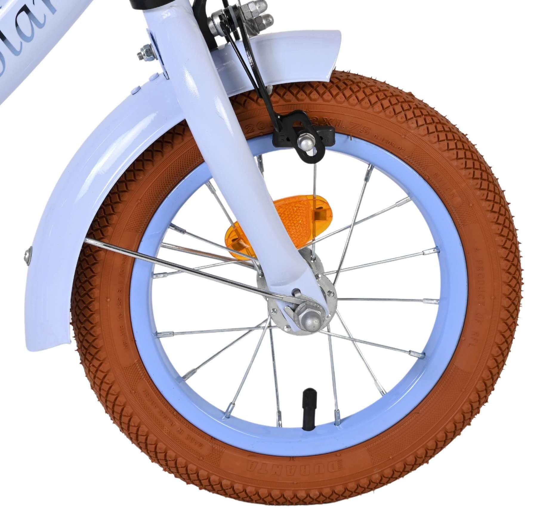 Volare Kinderfahrrad Ashley Mädchen 12 Zoll in Pastellblau – Stützräder, Zwei Handbremsen, Handbremse vorne, geschlossener Kettenschutz, Luftreifen