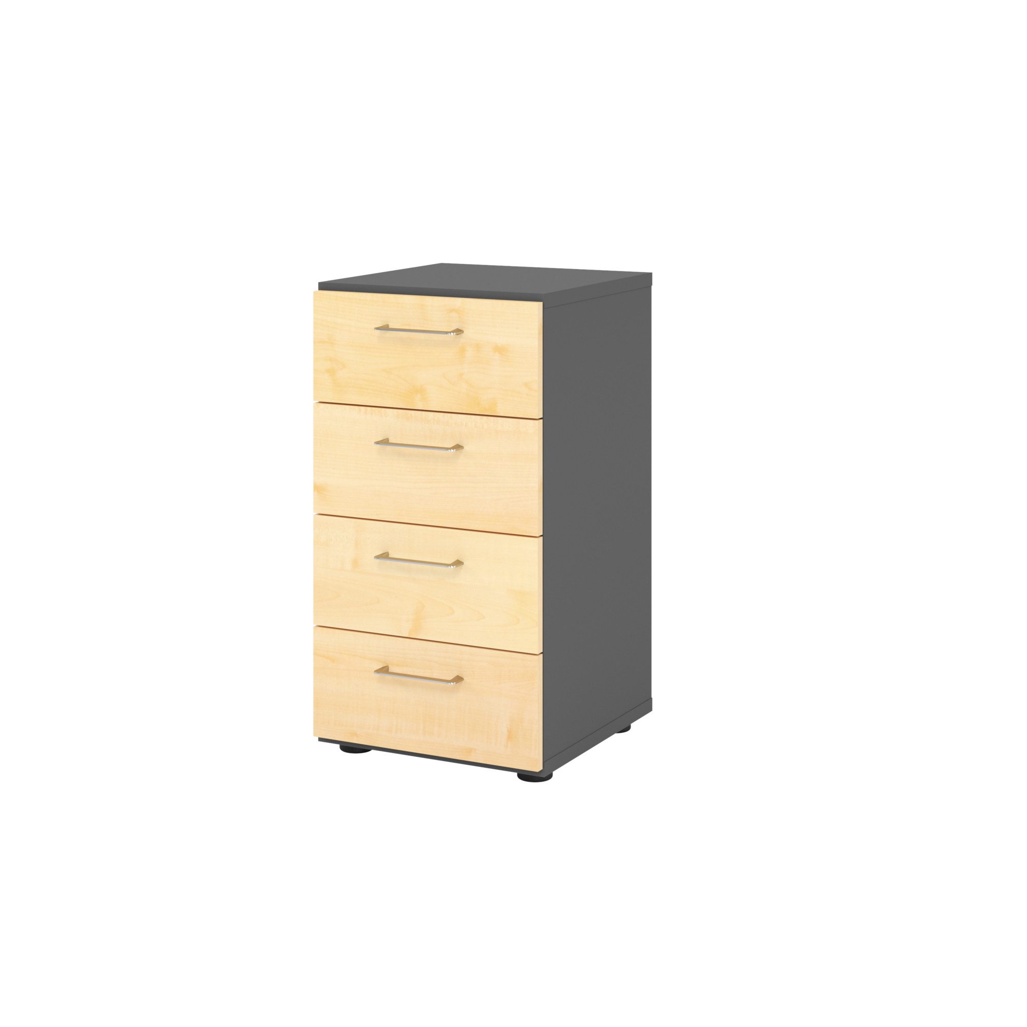 Hängeschuhschrank Regal 2OH 4 Schübe graphit/Ahorn