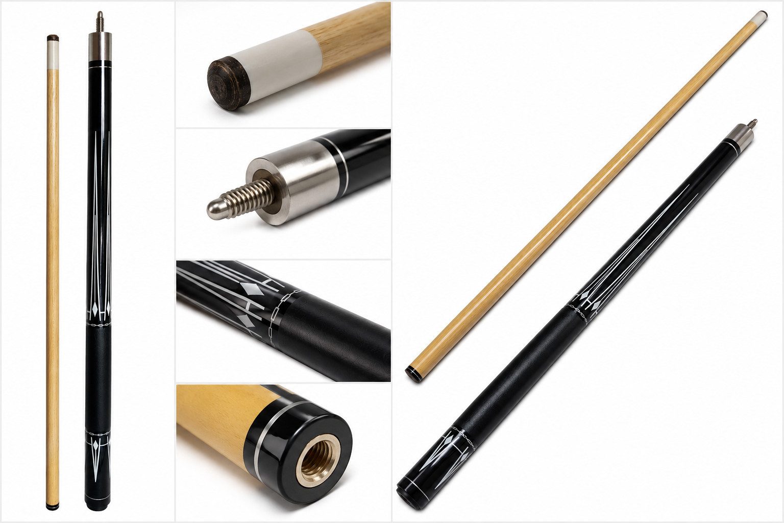 John West Billardqueue Billard Komplett Set - 4 Queues, Kugeln, Triangel, Wandhalter