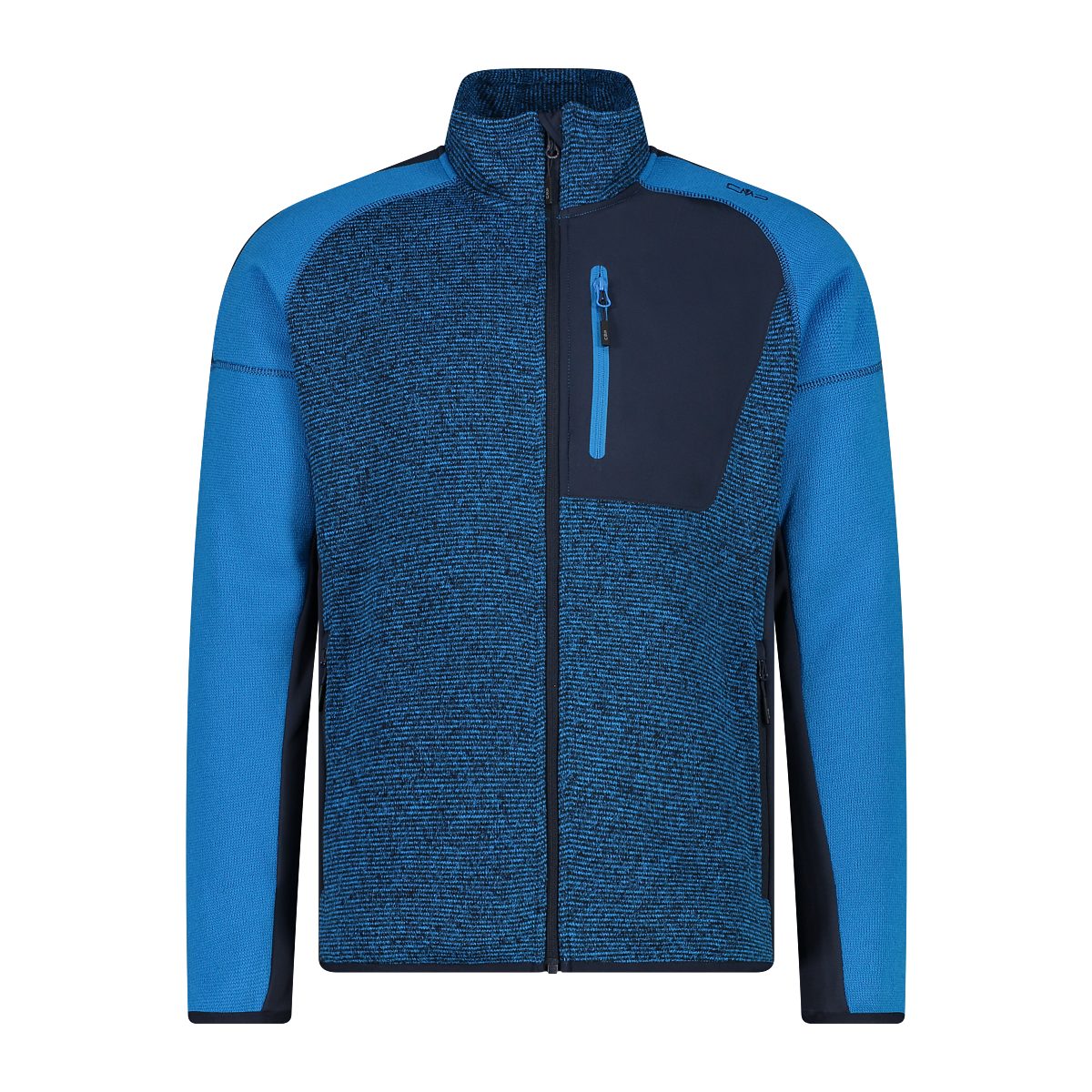 CMP Sweatjacke Man blue Jacket Knit-Tech river verarbeitetes black / speziell 37LP Fleece Fleece