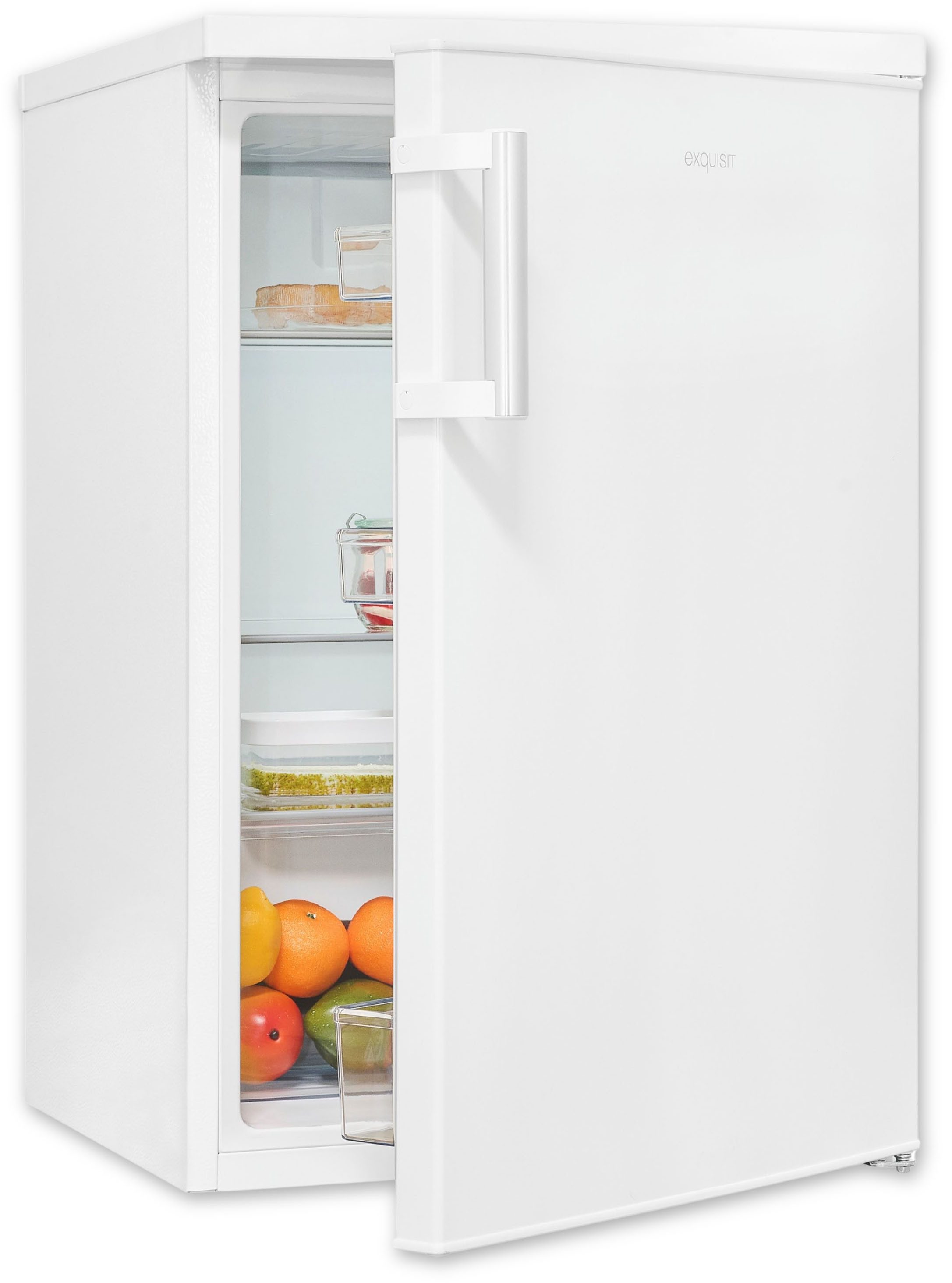 exquisit Kühlschrank KS16-V-H-010C weiss, 84,5 cm hoch, 56 cm breit, Sparsam, leise & praktisch: 133 L Mini-Kühlschrank für 1–2 Personen