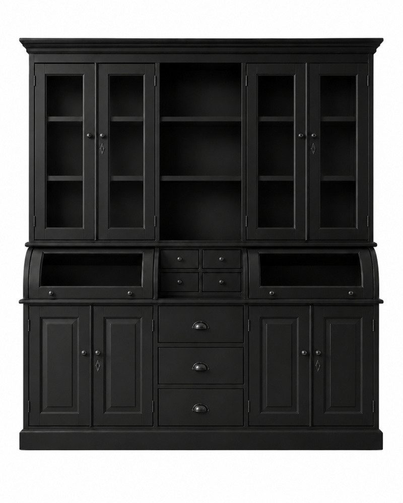 Wohnpalast Buffet Buffet Schrank Berlin 200 cm im Landhausstil – Schwarz 200 cm