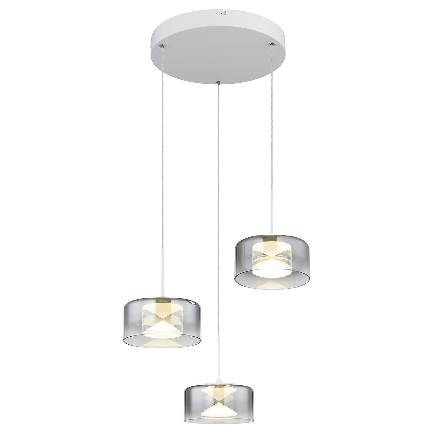 GLOBO LIGHTING LED Pendelleuchte BELINDA, 3-flammig, Rauchfarben, Weiß matt günstig online kaufen
