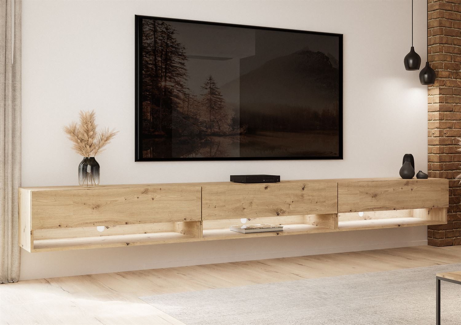 Lookway Lowboard CALANTE LOFT 270 cm RTV Hängeschrank mit LED-Beleuchtung