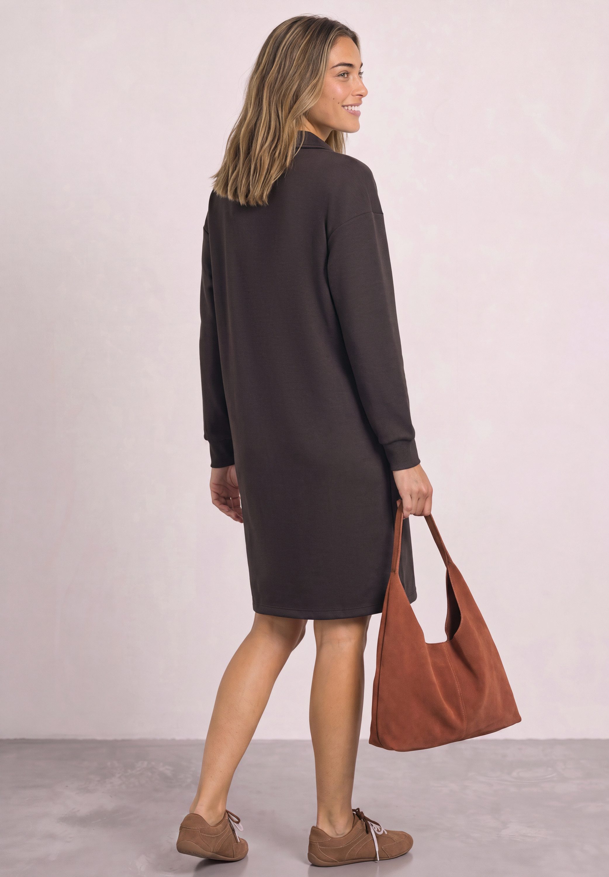 STREET ONE Sweatkleid Knielang mit Zipper-Detail