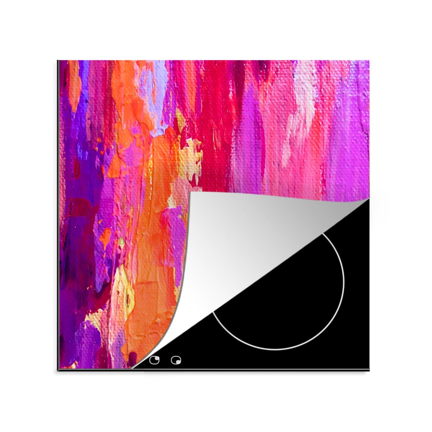 MuchoWow Herdblende-/Abdeckplatte Acrylmalerei Arbeitsplatte tlg), mit Farben, (1 cm, Ceranfeldabdeckung, Vinyl, küche leuchtenden 78x78 für