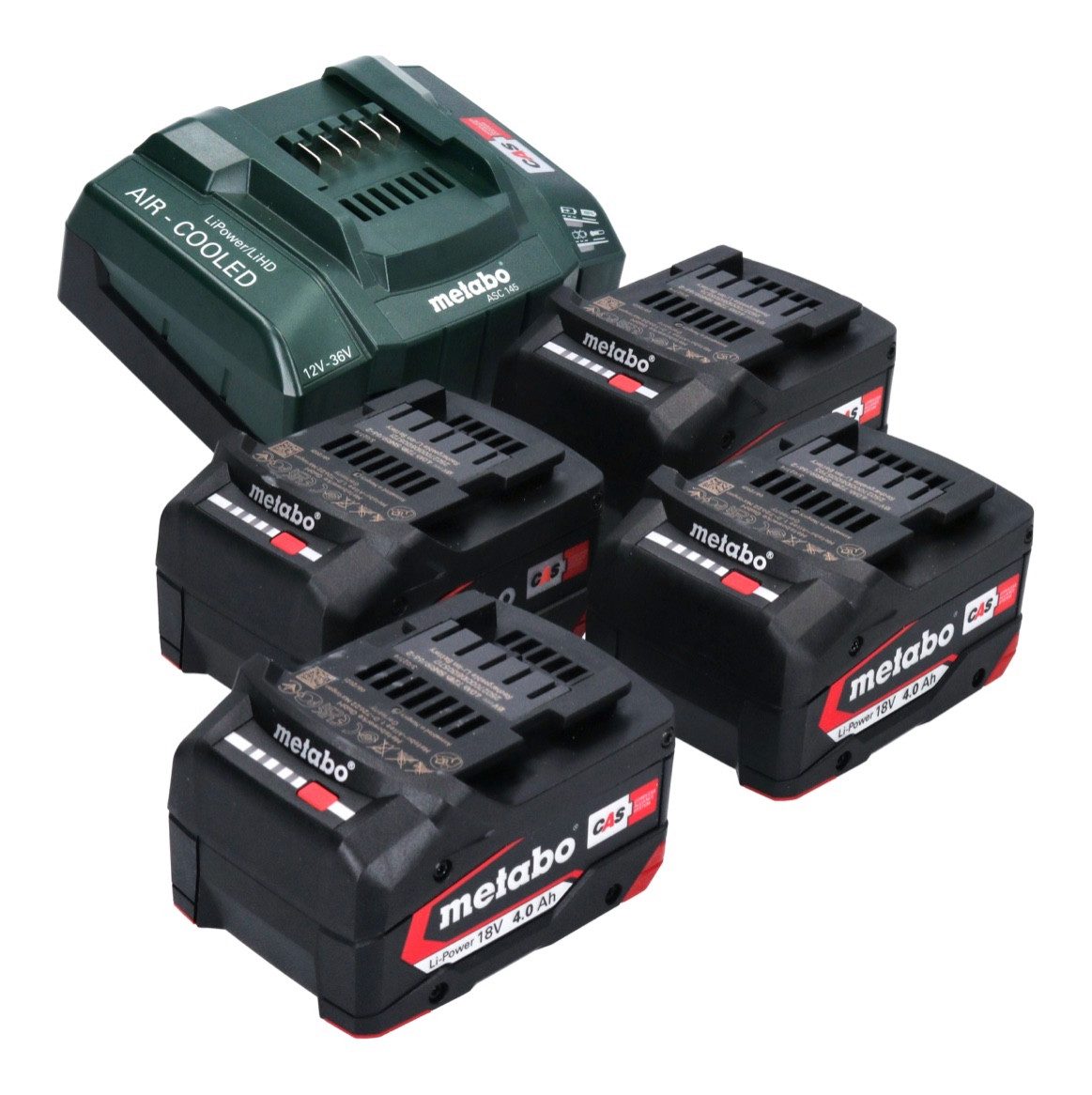 metabo Basis Set 4x Li-Power Akkupack 18 V 4,0 Ah CAS Li-Ion Akku (4x 62502 Akkupacks
