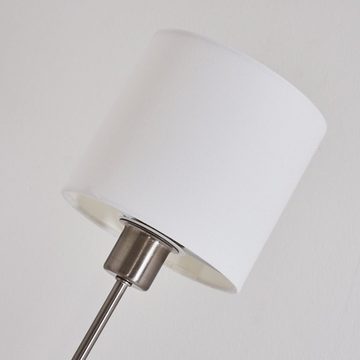 hofstein Stehlampe »Costa« runde Bodenlampe aus Metall, Nickel-matt, weiße Stoffschirme, ohne Leuchtmittel, Standlampe, 3xE14, mit Fußschalter am Kabel