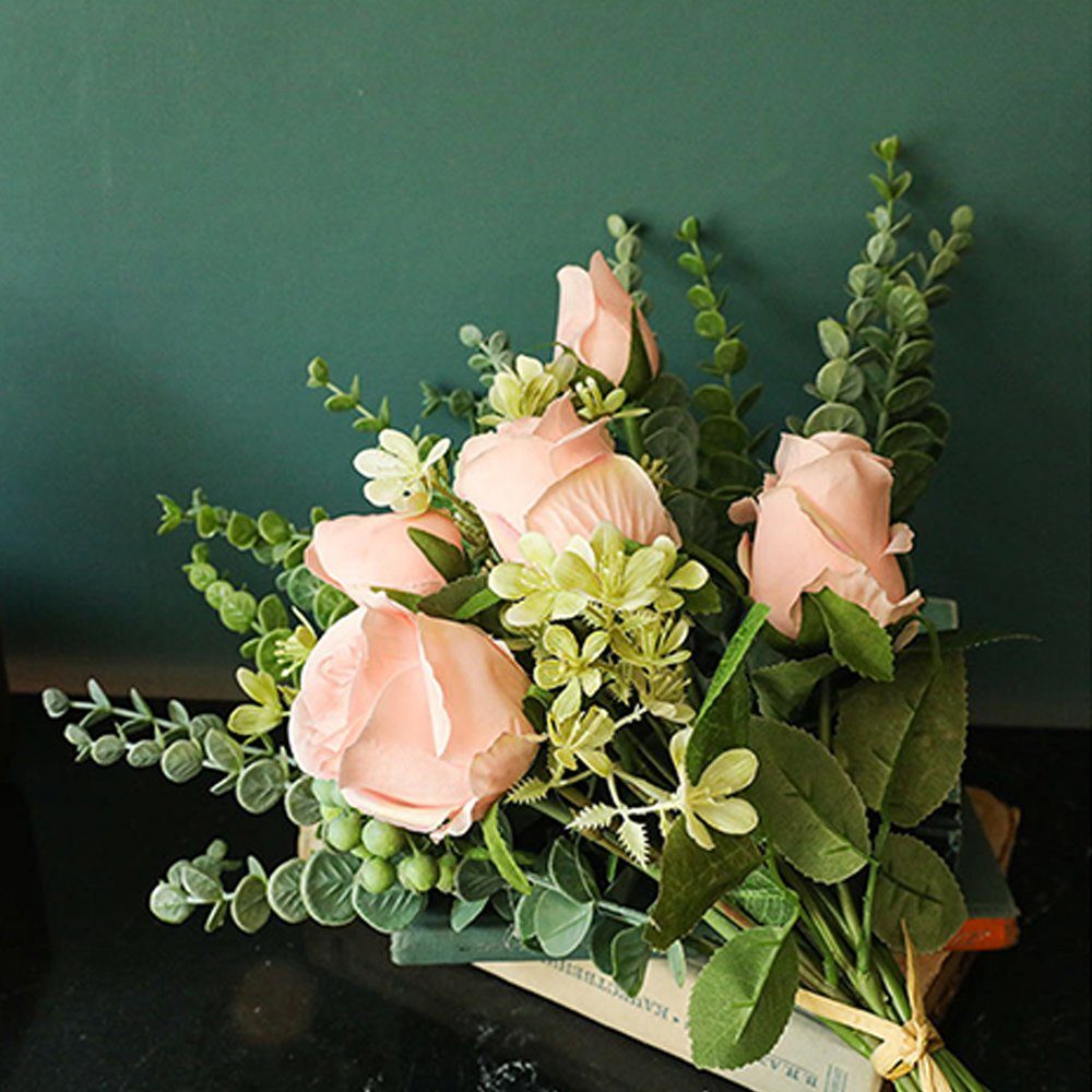 Kunstblumenstrauß Künstlicher Blumenstrauß, Simulation Rosenstrauß, Hochzeitsdekoration, Dekorative