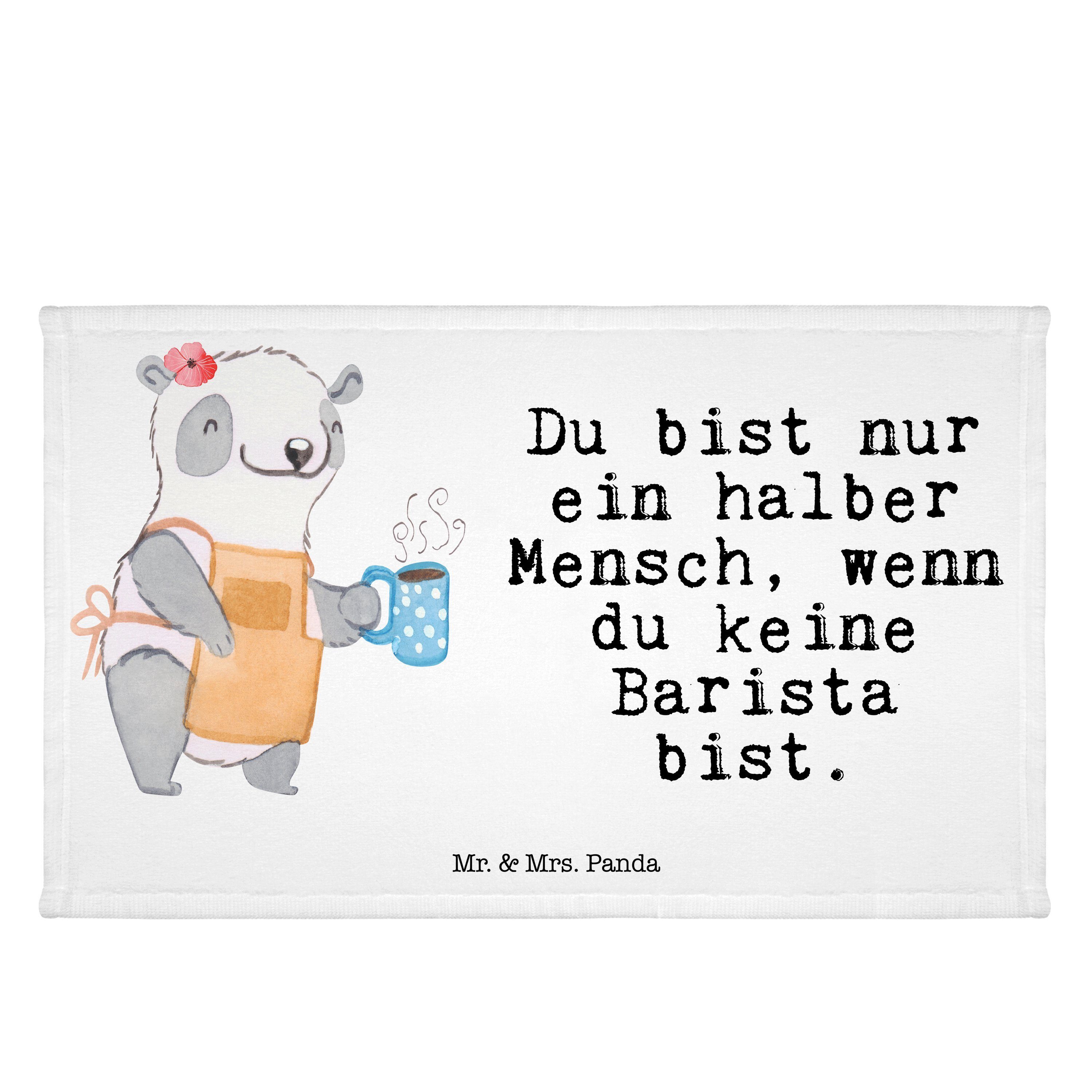 Mr. & Mrs. Panda Handtuch Barista mit Herz - Weiß - Geschenk, Sport Handtuch, Kollegin, Frottie, (1-St)