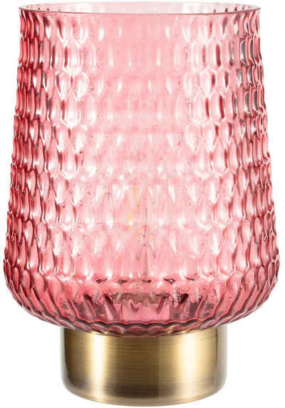Pauleen Tischleuchte »Rose Glamour mobile Tischlampe Rosa / Glas, Metall«, Leuchtmittel wechselbar, Batterbiebetrieben, Timerfunktion, Windlicht