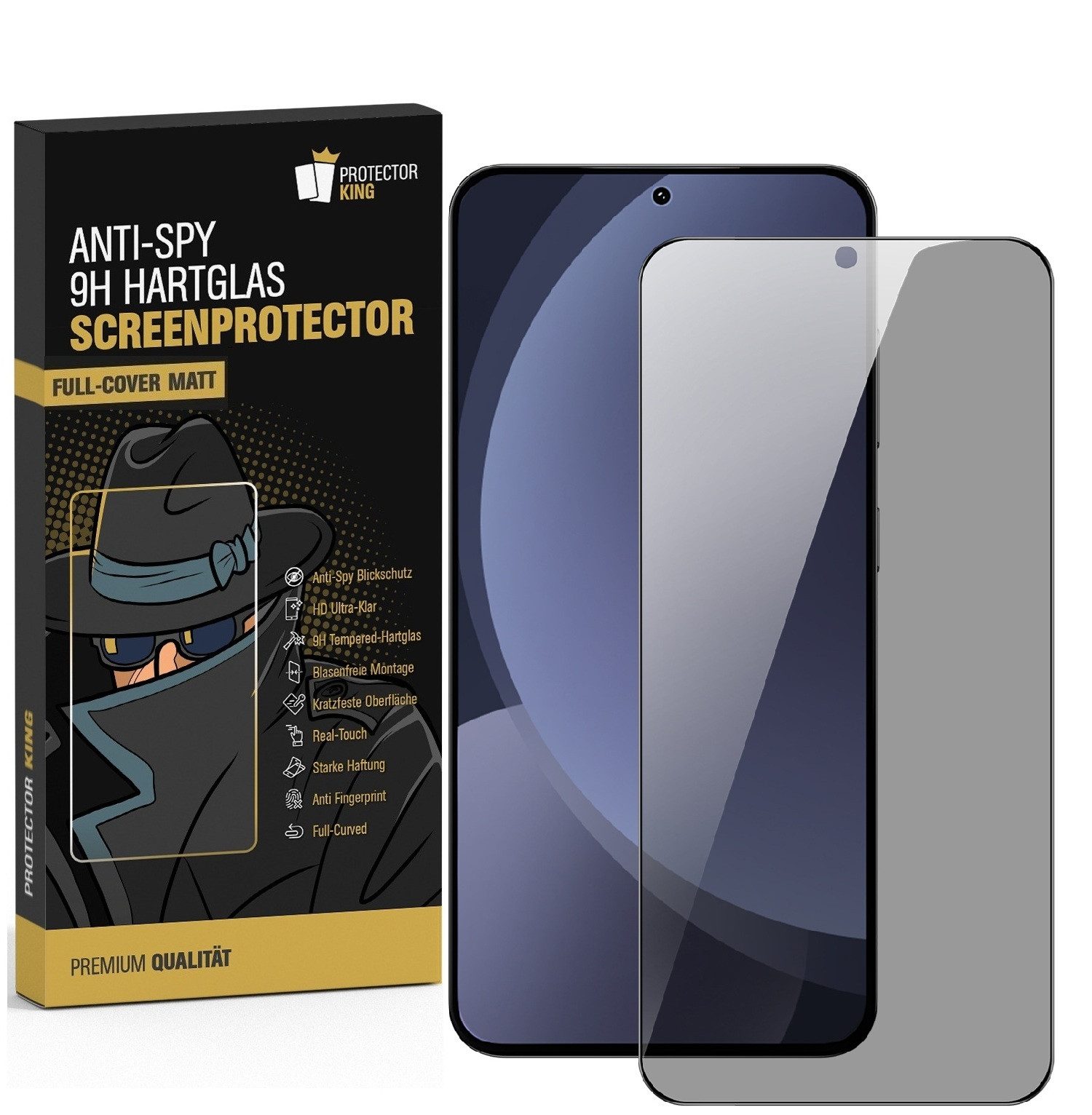 Protectorking Displayschutzfolie 6x Blickschutz 9H Panzerglas Full-Screen Anti-Spy matt Hartglas für Samsung Galaxy S24, 5 Stück, Displayschutzfolie, Schutzfolie, Bildschirmschutz, kratz- & stoßfest