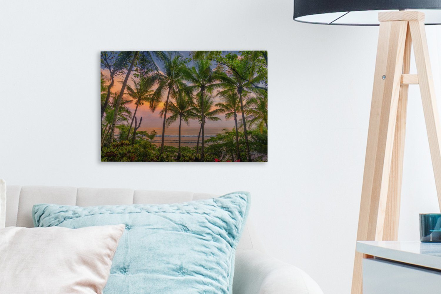 Wandbild cm (1 Leinwandbilder, Himmel Schöner und Corcovado-Nationalpark, St), OneMillionCanvasses® Leinwandbild Palmen 30x20 Aufhängefertig, Wanddeko, im